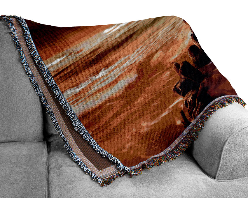 The Oceans Architect Orange Woven Blanket