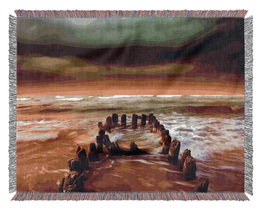 The Oceans Architect Orange Woven Blanket