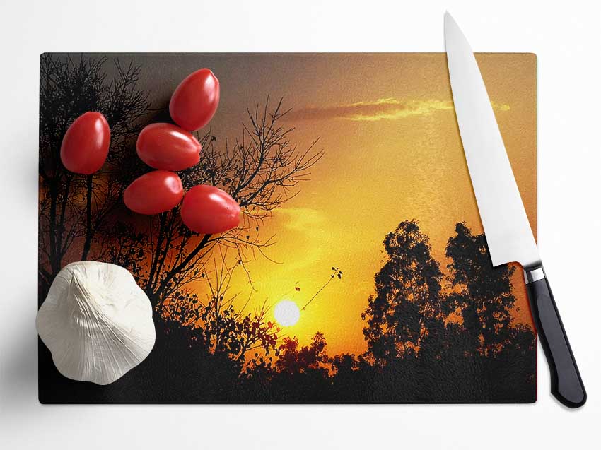 Sunset Skies Glass Chopping Board