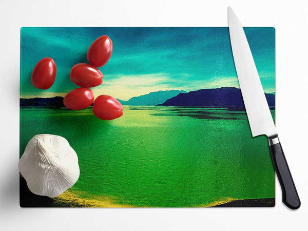 Green Ocean Bay Glass Chopping Board