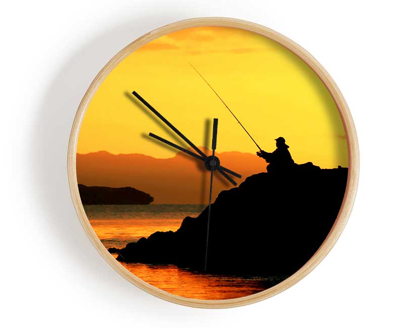 Fishing In The Golden Ocean Clock - Wallart-Direct UK