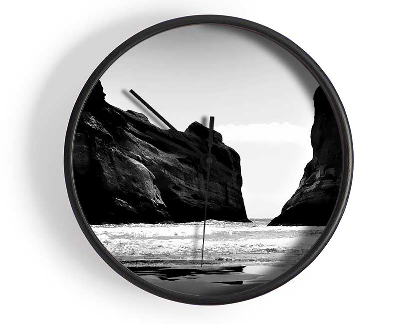 The Doorway To The Ocean B n W Clock - Wallart-Direct UK