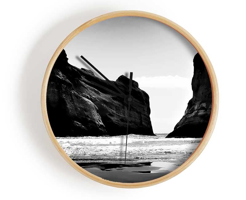 The Doorway To The Ocean B n W Clock - Wallart-Direct UK