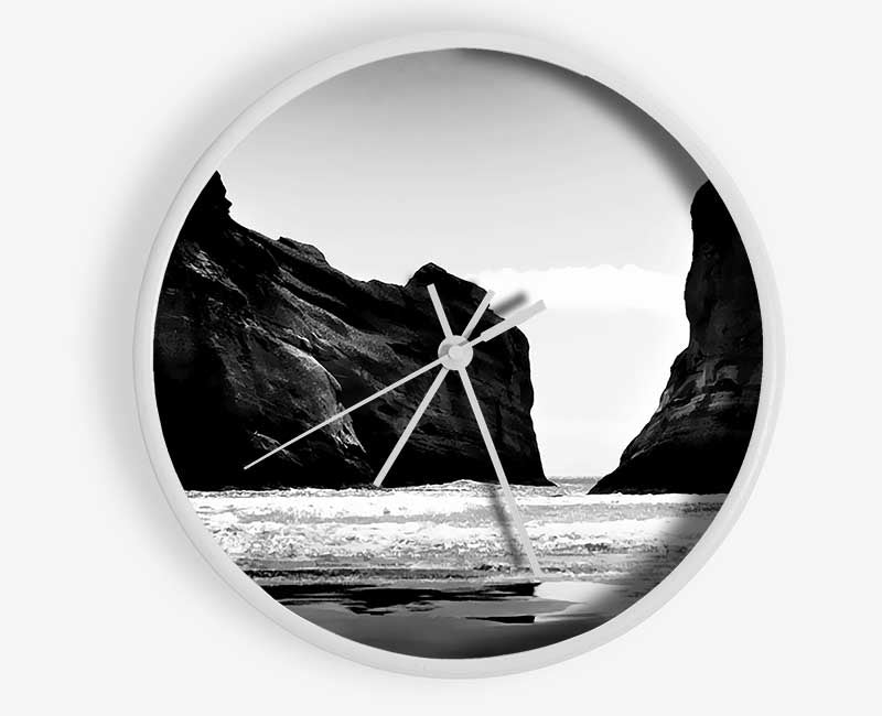 The Doorway To The Ocean B n W Clock - Wallart-Direct UK