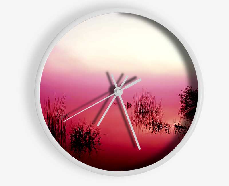 Pink Misty Lake Clock - Wallart-Direct UK