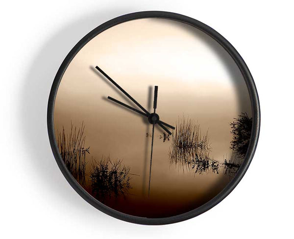 Brown Misty Lake Clock - Wallart-Direct UK