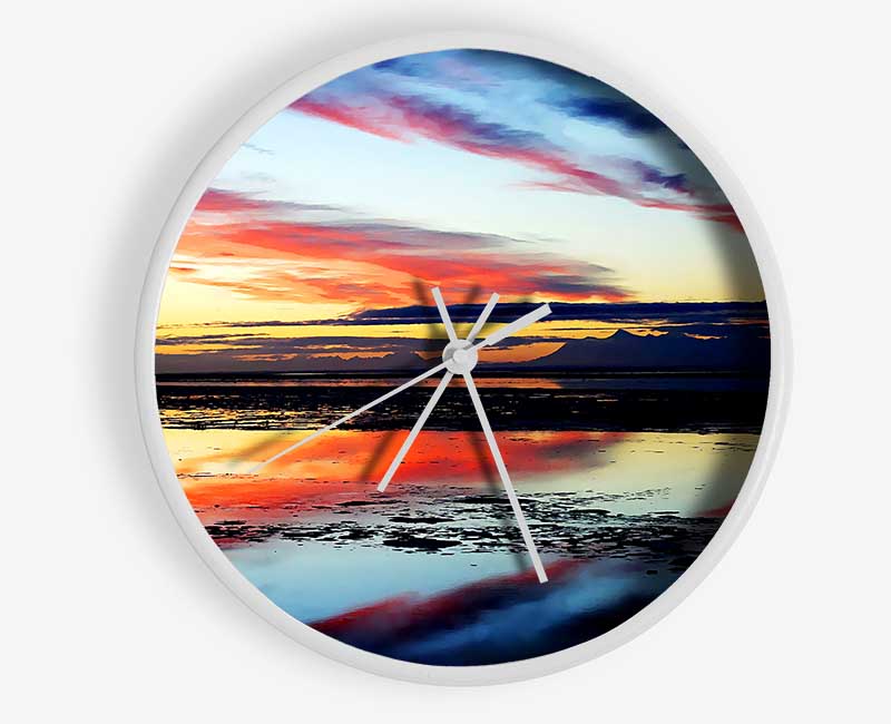 Rainbow Ocean Skies Blue Clock - Wallart-Direct UK