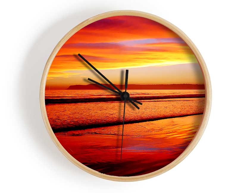 Orange Ocean Sands Clock - Wallart-Direct UK