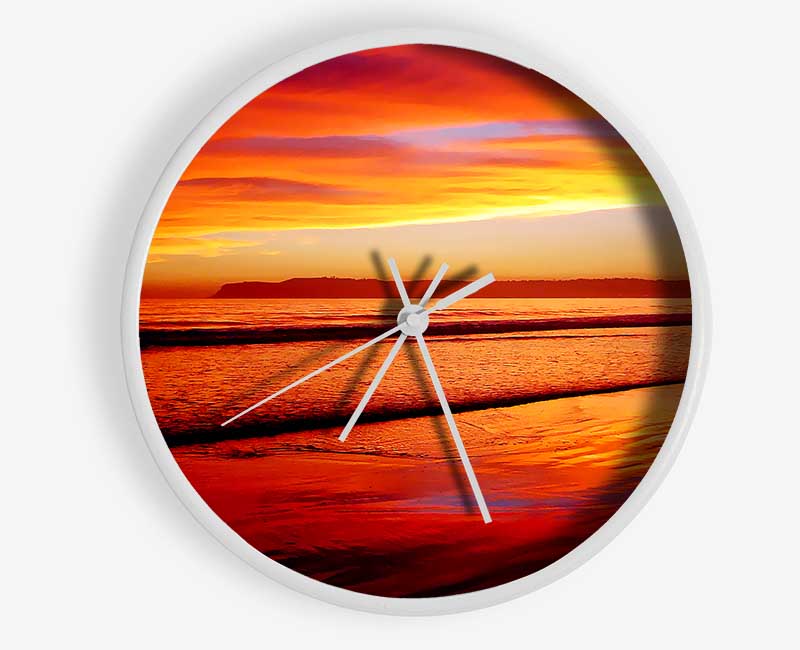 Orange Ocean Sands Clock - Wallart-Direct UK