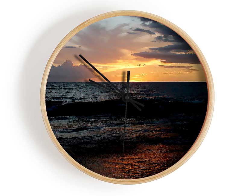 Ocean Sunset Clouds Clock - Wallart-Direct UK