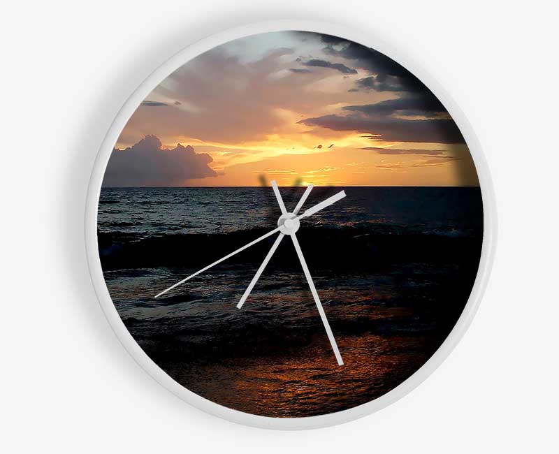 Ocean Sunset Clouds Clock - Wallart-Direct UK