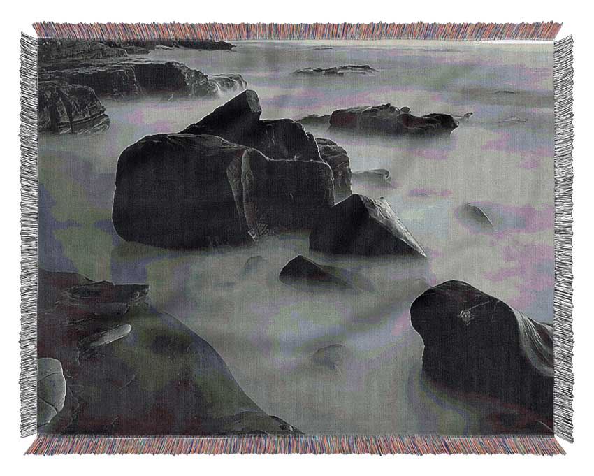 Ocean Rock Serenity B n W Woven Blanket