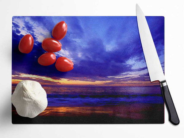 Blue Lilac Sunset Ocean Glass Chopping Board