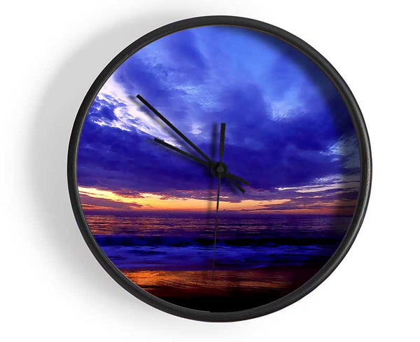 Blue Lilac Sunset Ocean Clock - Wallart-Direct UK