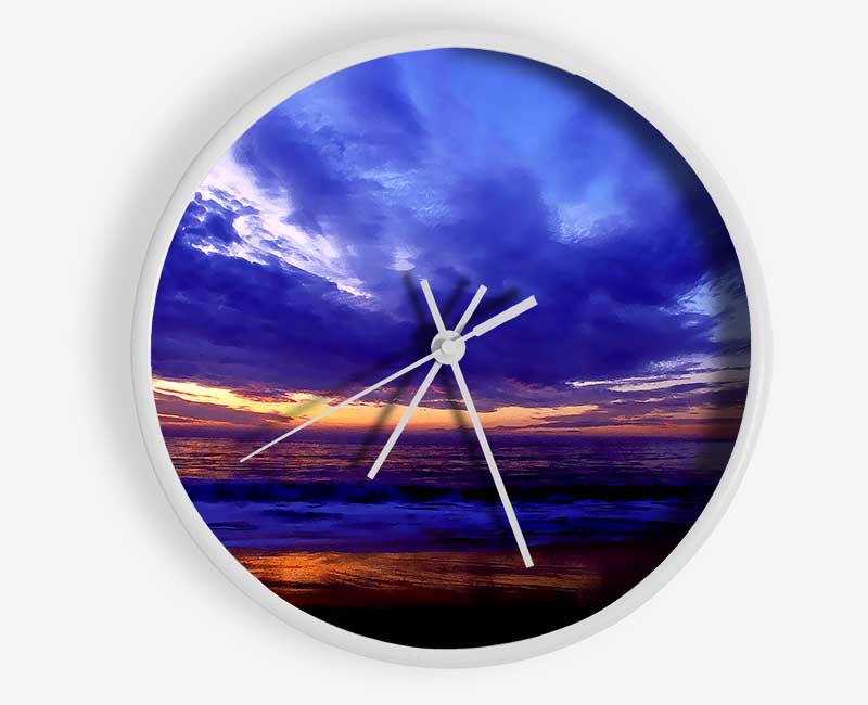 Blue Lilac Sunset Ocean Clock - Wallart-Direct UK