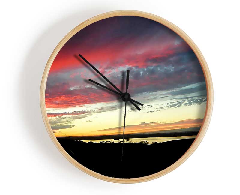 Red Sky At Night Ocean Delight Clock - Wallart-Direct UK