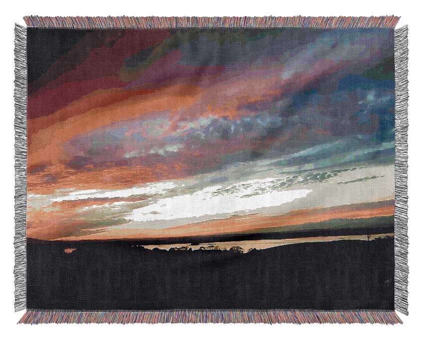 Red Sky At Night Ocean Delight Woven Blanket