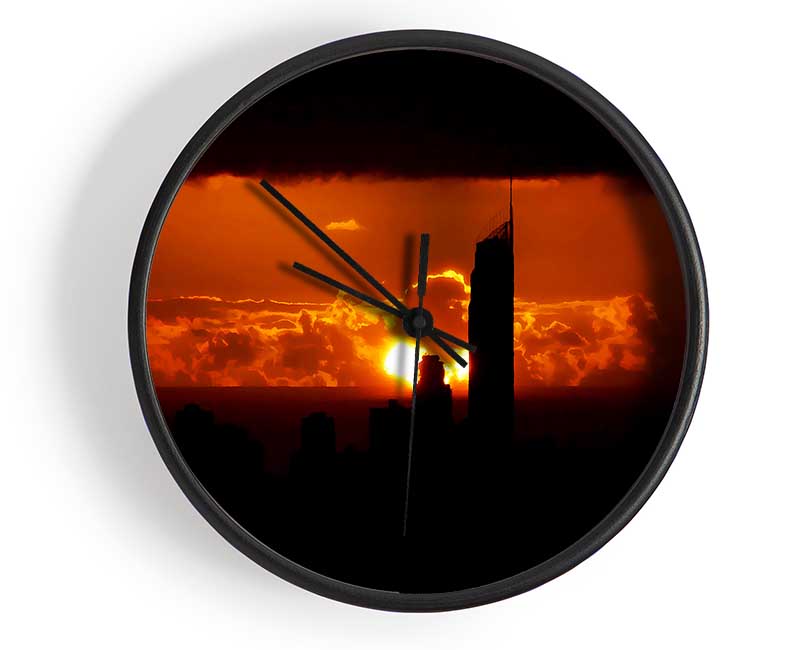 Orange City Dusk Clock - Wallart-Direct UK