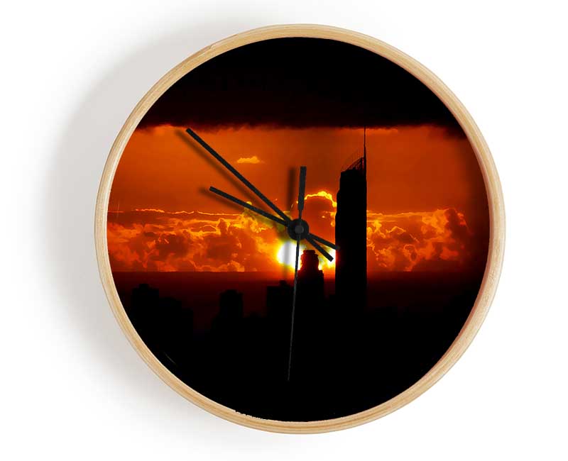 Orange City Dusk Clock - Wallart-Direct UK