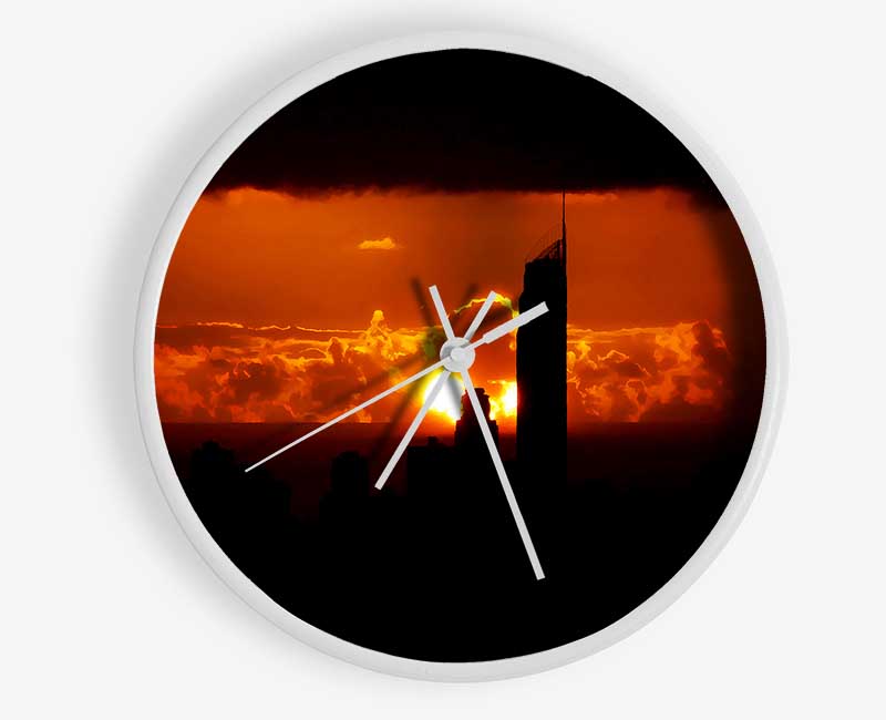 Orange City Dusk Clock - Wallart-Direct UK