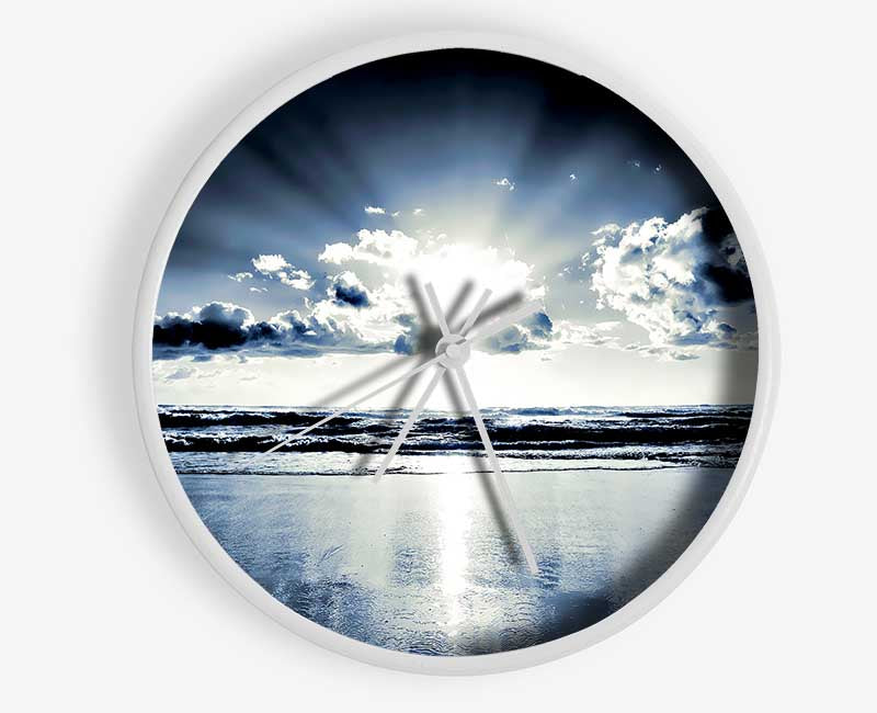 Blue Sunburst Clock - Wallart-Direct UK