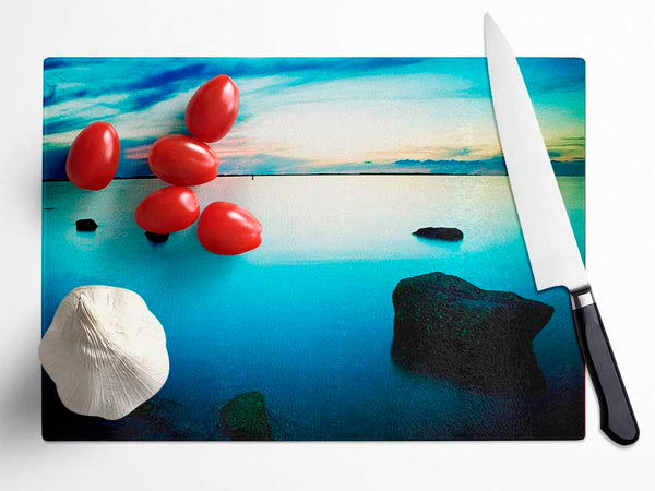 Turquoise Serenity Glass Chopping Board