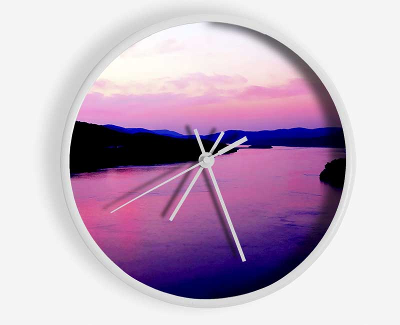 Pink Mountain Lake Clock - Wallart-Direct UK