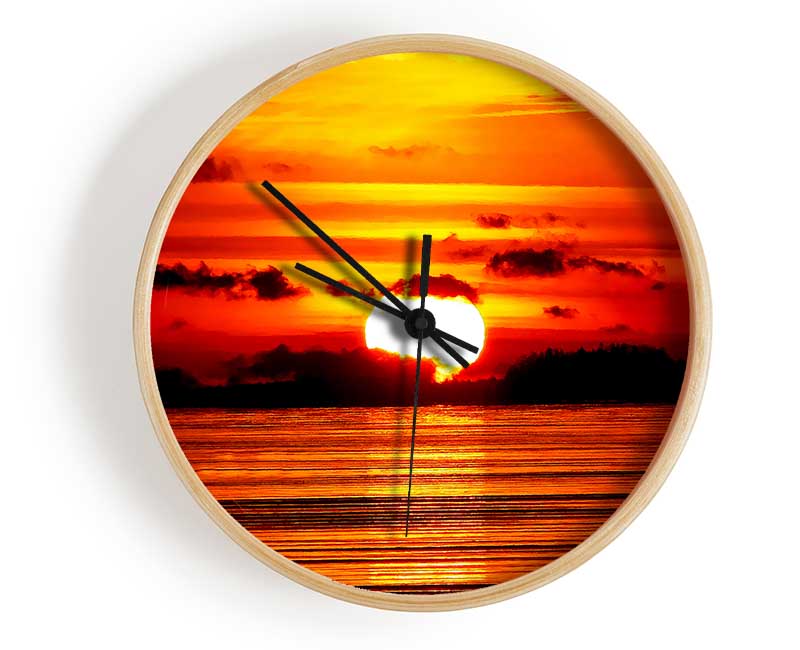 The Red Sunset Clock - Wallart-Direct UK