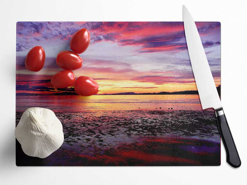 Sunrise Ocean Skies Glass Chopping Board