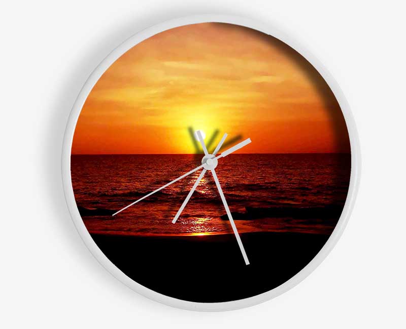 Sunset Ocean Waves Clock - Wallart-Direct UK