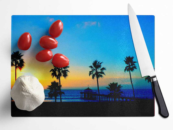 Palm Tree Parade Glass Chopping Board