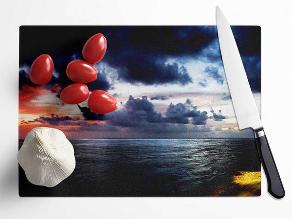 Blue Ocean Shoreline Glass Chopping Board