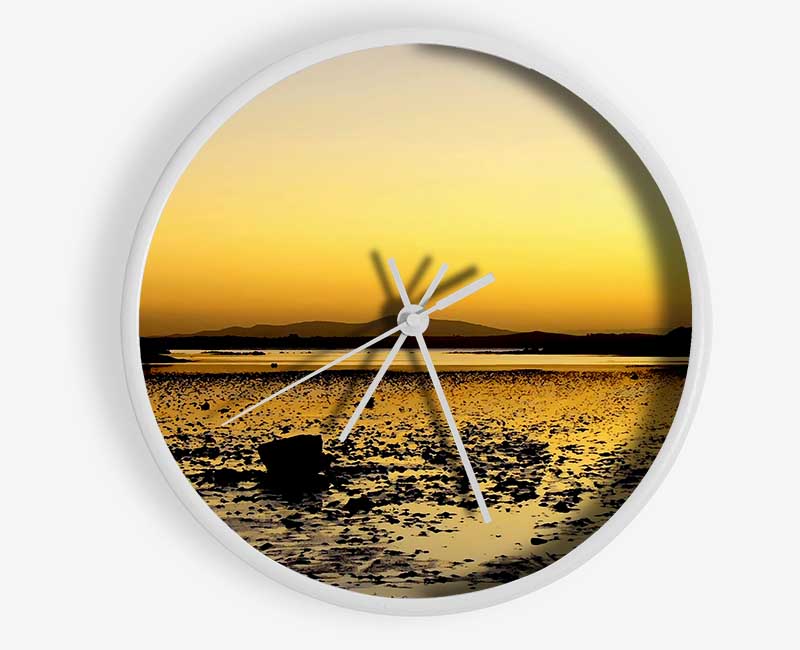 Yellow Pebble Shoreline Clock - Wallart-Direct UK