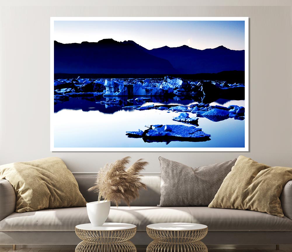 Blue Ice Calm Print Poster Wall Art