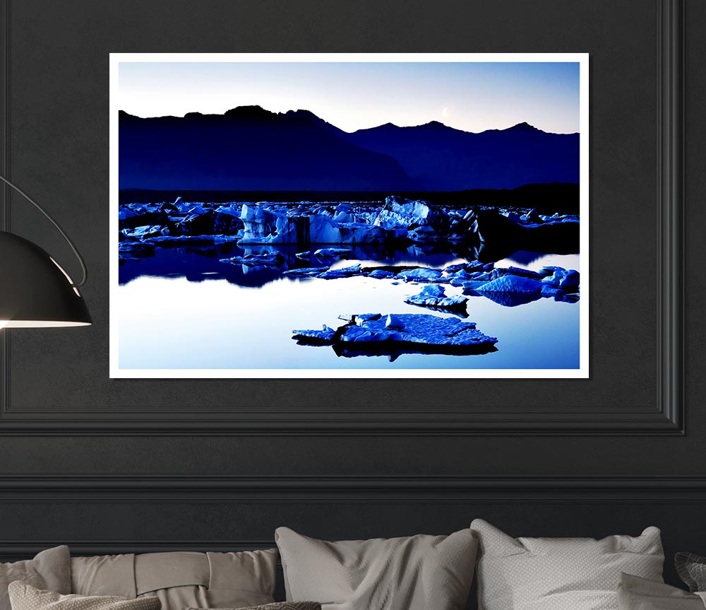 Blue Ice Calm Print Poster Wall Art