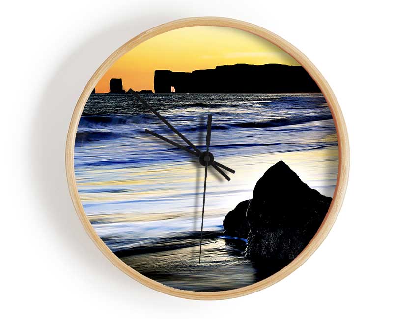 Distant Monument Ocean Sunset Clock - Wallart-Direct UK