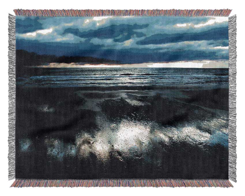 Reflections Of The Ocean Storm Woven Blanket