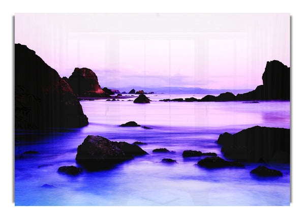 Lilac Blue Ocean Rocks