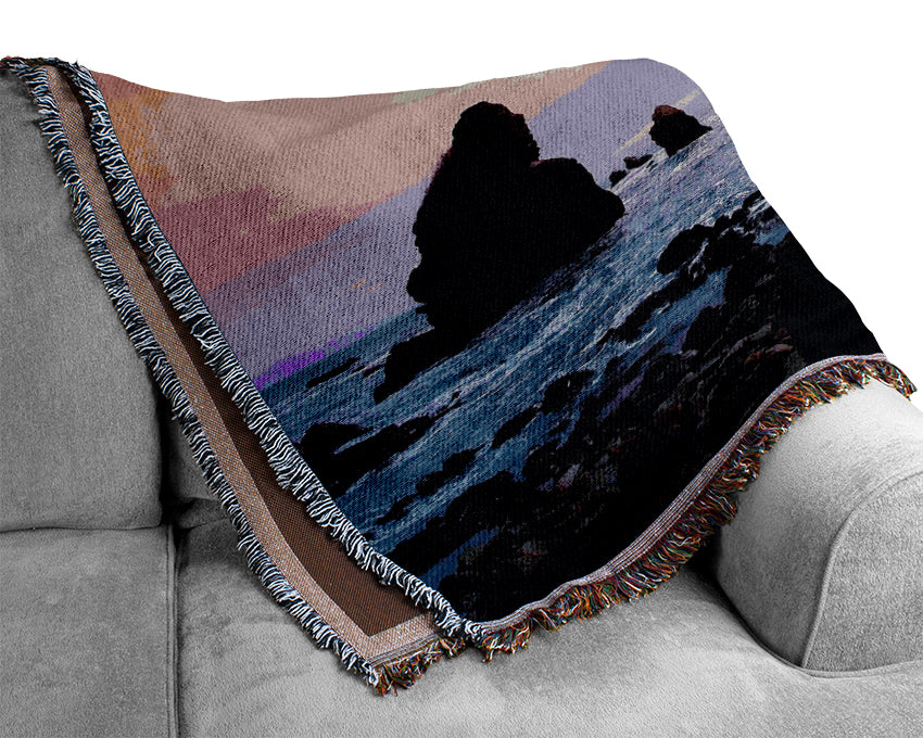 Pink Mist Ocean Skies Woven Blanket