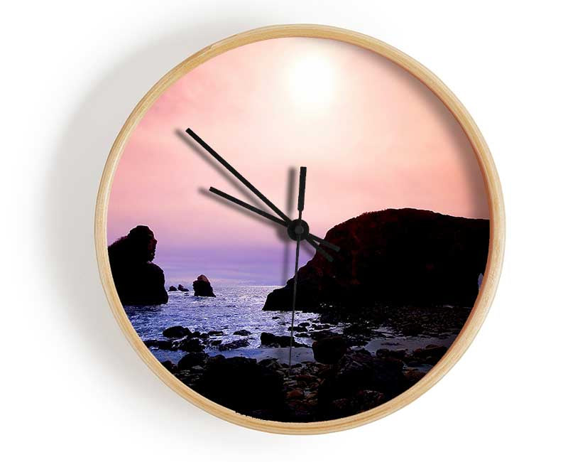 Pink Mist Ocean Skies Clock - Wallart-Direct UK