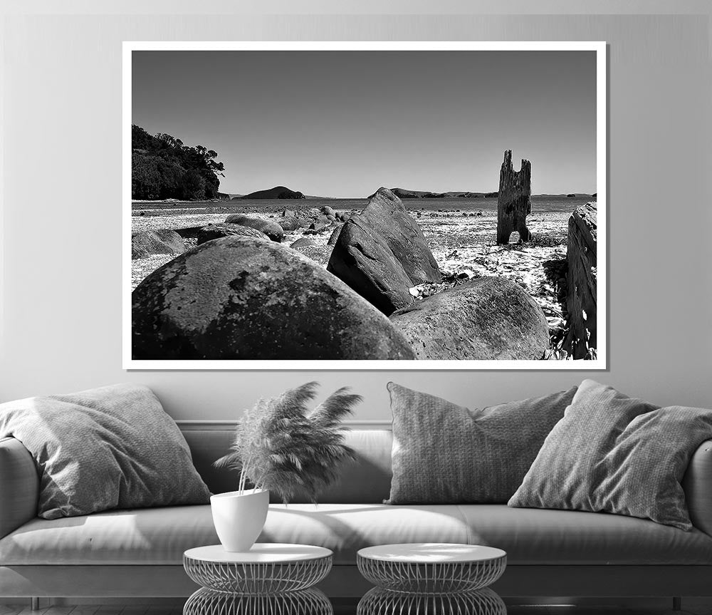 Bolders Of The Seas B N W Print Poster Wall Art