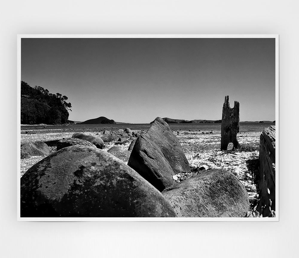 Bolders Of The Seas B N W Print Poster Wall Art