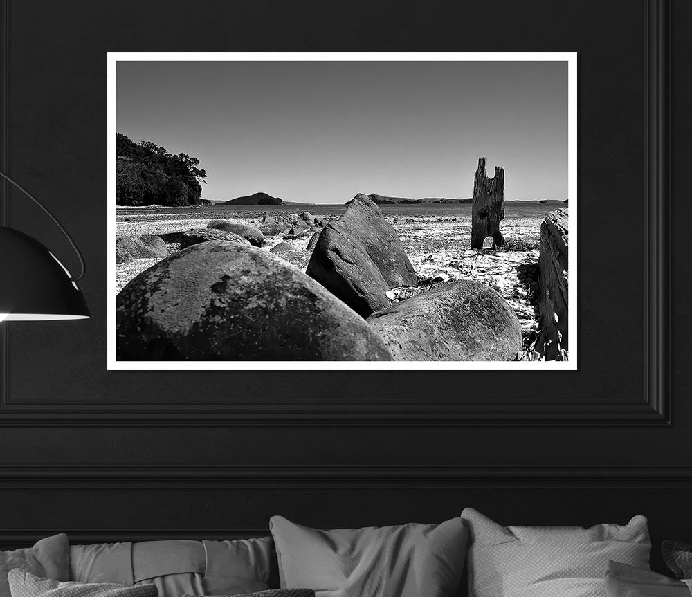 Bolders Of The Seas B N W Print Poster Wall Art