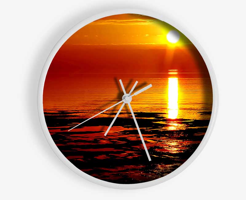 Lapping Waves In Golden Sunlight Clock - Wallart-Direct UK