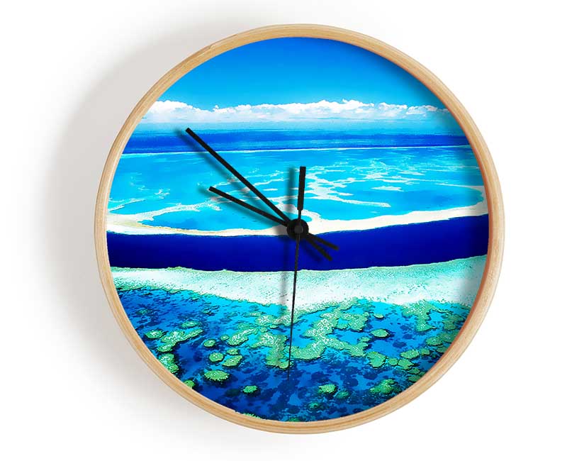 Ariel View Of The Turquoise Ocean Clock - Wallart-Direct UK