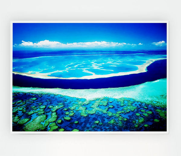 Ariel View Of The Turquoise Ocean Print Poster Wall Art