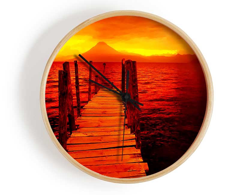 Red Pier Mountain View Clock - Wallart-Direct UK