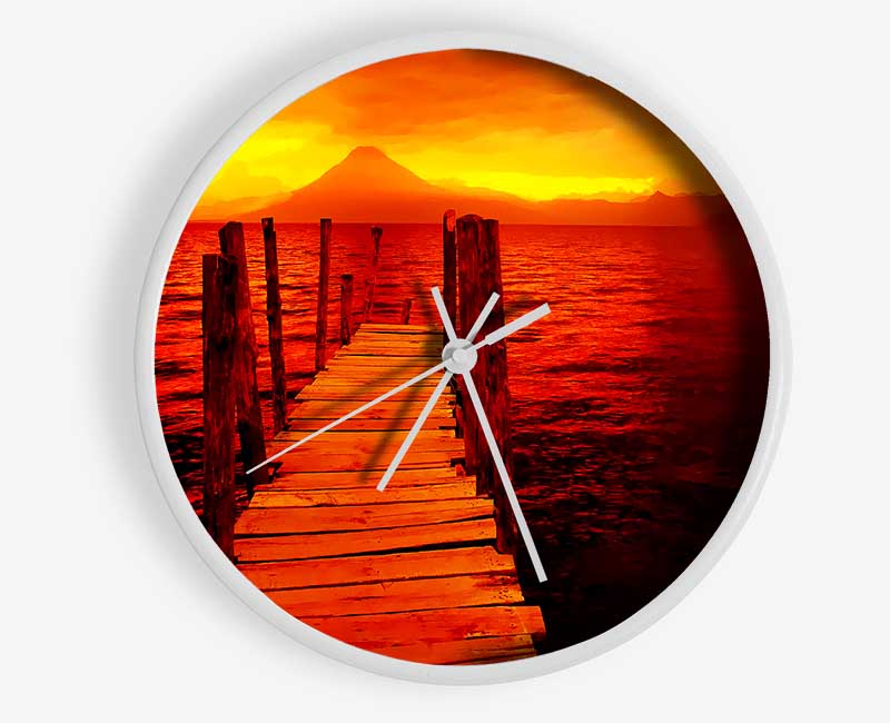 Red Pier Mountain View Clock - Wallart-Direct UK