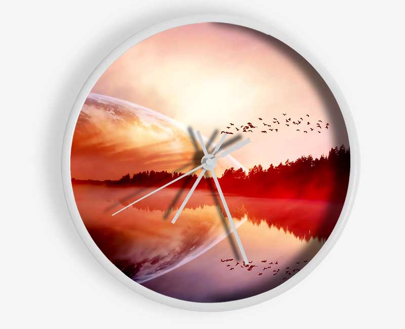 Amazing Sunrise Lake Clock - Wallart-Direct UK