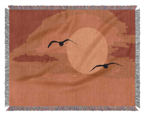 Seagulls At Sunrise Florida Woven Blanket